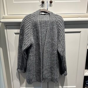 Zara Gray Chunky Knit Open-Front Cardigan